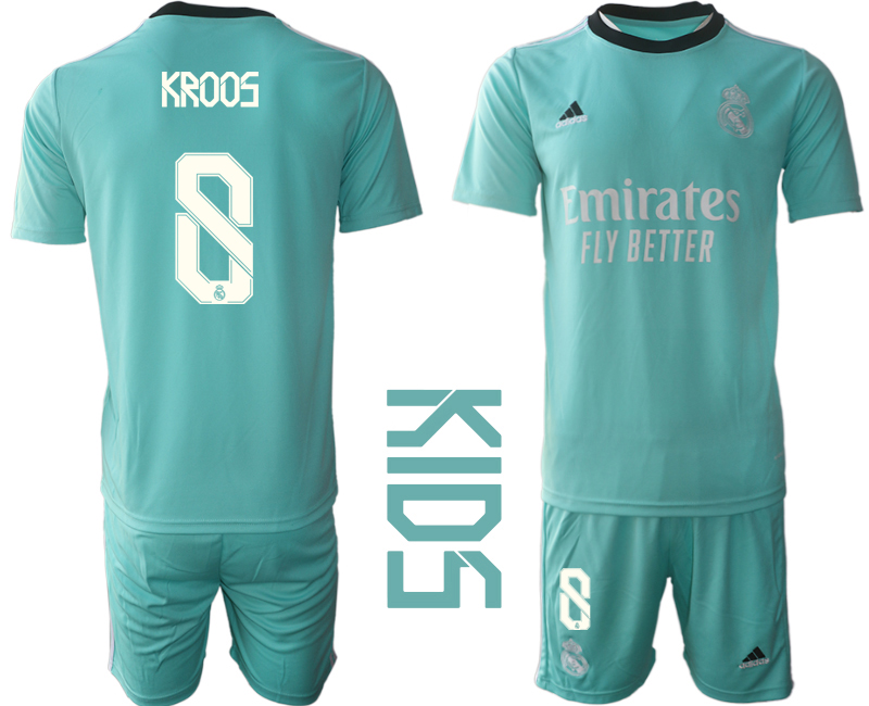 Youth 2021-2022 Club Real Madrid Second away blue #8 Soccer Jersey